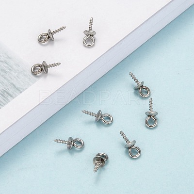 Tarnish Resistant 304 Stainless Steel Screw Eye Pin Peg Bails STAS-E076-05-1