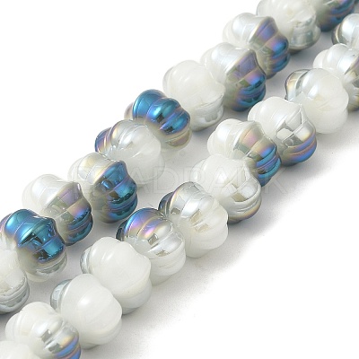 Half Rainbow Plated Electroplate Glass Beads GLAA-G106-02A-HR01-1