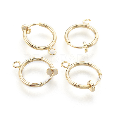 Brass Clip-on Hoop Earrings X-KK-L169-06G-1