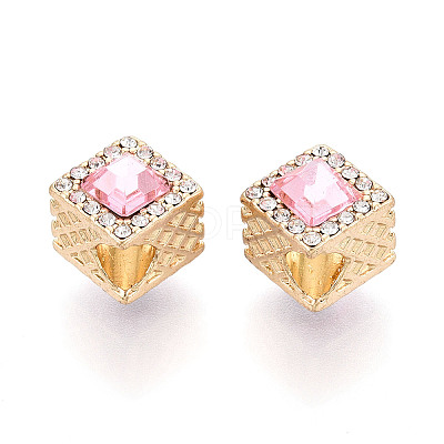 Rack Plating Alloy Rhinestone European Beads FIND-N011-01KCG-1