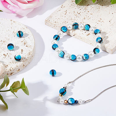 20Pcs Luminous Crackle Glass Beads GLAA-FH0001-89C-1