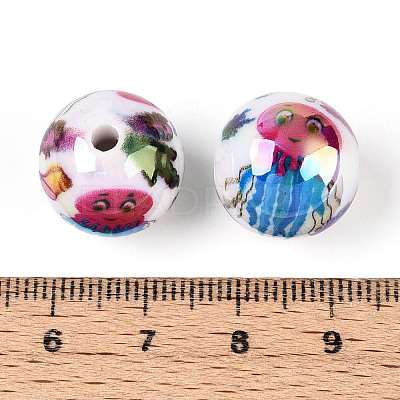 Ocean Theme Printed Opaque Acrylic Beads MACR-T048-07F-1