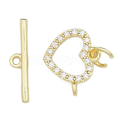 Brass Micro Pave Clear Cubic Zirconia Toggle Clasps KK-N259-03-1