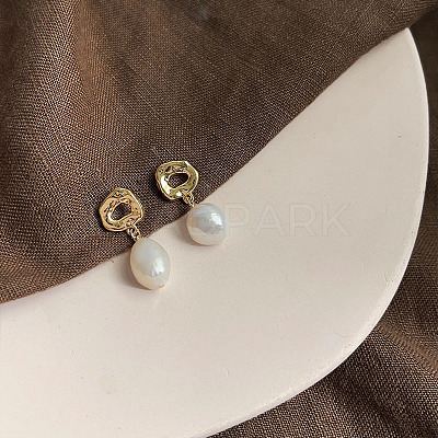 Alloy Plastic Pearl Dangle Stud Earrings FS-WG0B18A-10-1
