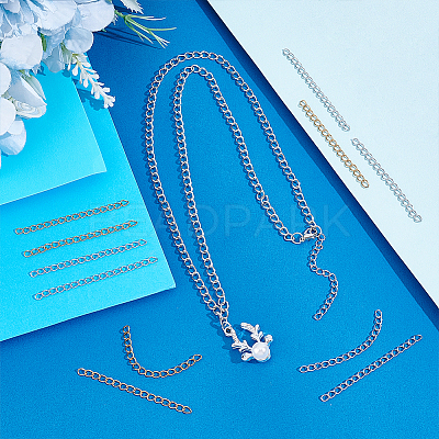 100Pcs 2 Colors 304 Stainless Steel Chain Extender STAS-UN0060-92-1