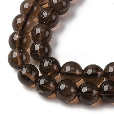 Natural Smoky Quartz Round Beads Strands G-E329-8mm-38B-1