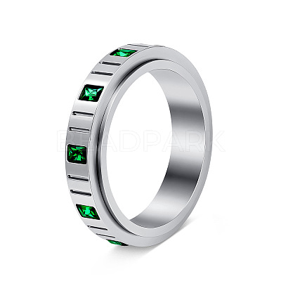 304 Stainless Steel Micro Pave Cubic Zirconia Rotating Finger Rings WGCDCC2-02-1