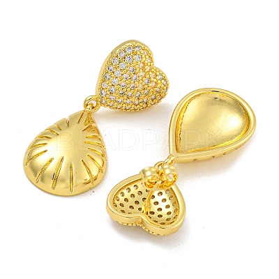 Rack Plating Brass Micro Pave Clear Cubic Zirconia Stud Earrings EJEW-I313-15D-G-1