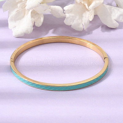 304 Stainless Steel Enamel Hinged Cuff Bangles for Women SA-CBAC920-15G-01A-1