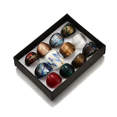 Mixed Handmade Lampwork Wide Band Rings RJEW-X0005-B-1
