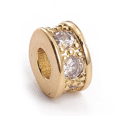 Brass Micro Pave Cubic Zirconia Spacer Beads ZIRC-L091-046G-1