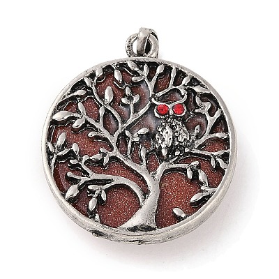 Synthetic Goldstone Tree of Life with Owl Pendants G-L524-15AS-07-1