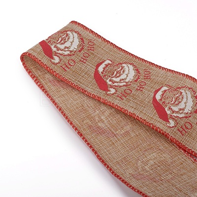 Christmas Burlap Ribbon SRIB-WH0006-15G-1