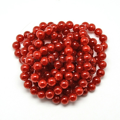 Baking Paint Crackle Glass Beads Strands X-DGLA-Q023-8mm-YS31-1