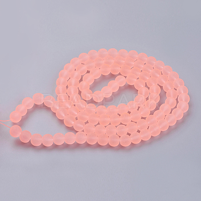 Baking Paint Transparent Glass Bead Strands GLAA-S031-8mm-28-1
