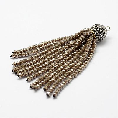 Electroplate Glass Bead Tassel Big Pendants EGLA-P023-10-1