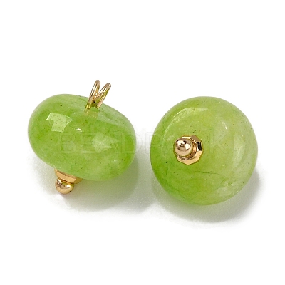 Natural White Jade Dyed Saucer Charms with Rack Plating Golden Tone Brass Bails KK-B103-17B-07-1