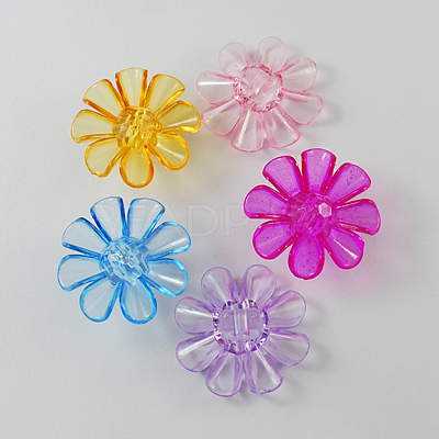 Garment Findings Transparent Acrylic Flower Sewing Shank Buttons X-TACR-R18-M-1