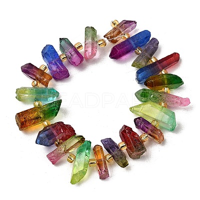 Electroplated Natural Quartz Crystal Beads Strands G-F800-D14-1