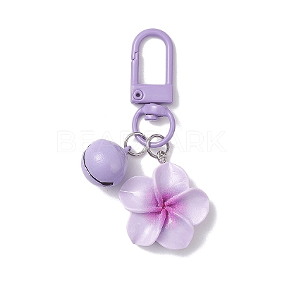 4Pcs Flower Resin & Iron Bell Pendant Decorations HJEW-JM04260-1