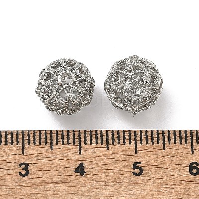 Brass Micro Pave Clear Cubic Zirconia Beads KK-D228-05P-1