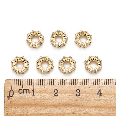Brass Cubic Zirconia European Beads ZIRC-F001-101G-1