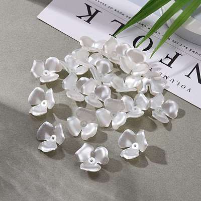 Flower Imitation Pearl Acrylic Bead Caps OACR-L004-7226-1