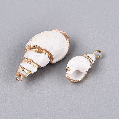 Electroplate Natural Sea Shell Pendants SSHEL-Q100-06KCG-1