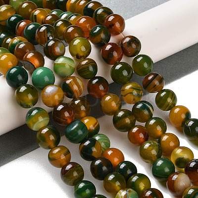 Natural Striped Agate/Banded Agate Beads Strands G-Z060-A01-B18-1