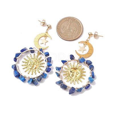 Vintage Natural Lapis Lazuli Ear Studs EJEW-JE05807-04-1
