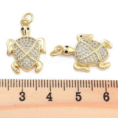 Brass Pave Clear Cubic Zirconia Pendants KK-U009-12M-G-1