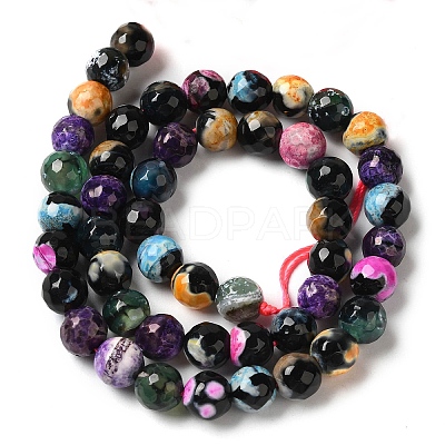 Dyed & Heated Natural Fire Crackle Agate Beads Strands G-P539-B01-05-1