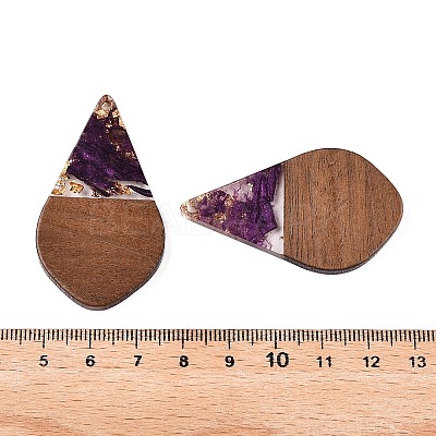 Transparent Resin and Walnut Wood Pendants RESI-T057-06H-1