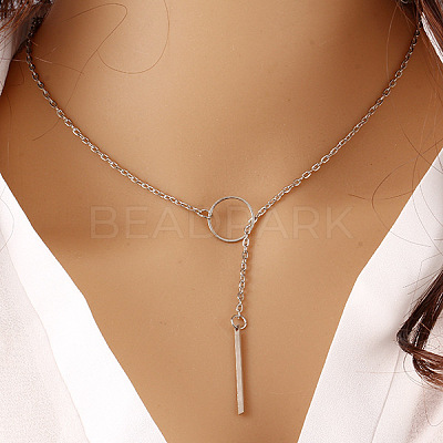 Alloy Ring & Stick Lariat Necklaces for Women WG56D22-02-1