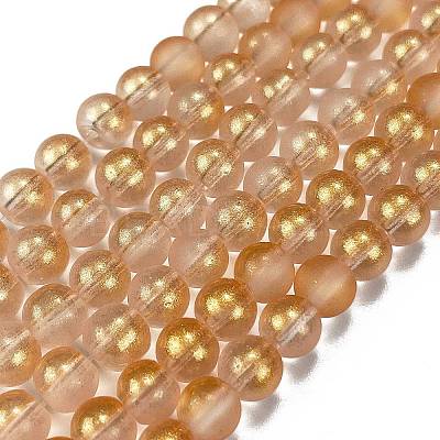 Frosted Transparent Glass Bead Strands GLAA-P065-6mm-02-1