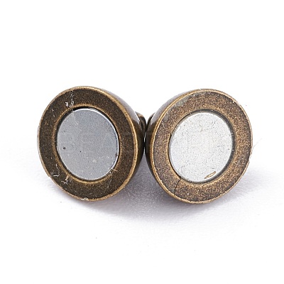 Round Brass Magnetic Clasps with Loops MC019-AB-1