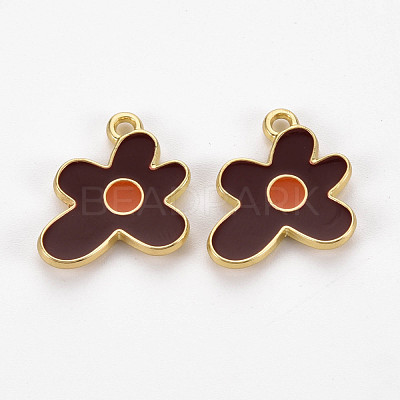 Rack Plating Light Gold Alloy Enamel Pendants ENAM-Q444-013G-RS-1