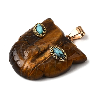 Natural Tiger Eye & Synthetic Turquoise Pendants G-Z090-02G-03-1