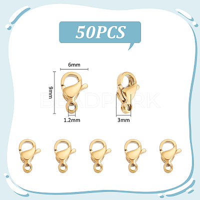 PVD Vacuum Plating 304 Stainless Steel Lobster Claw Clasps STAS-UN0018-95B-G-1