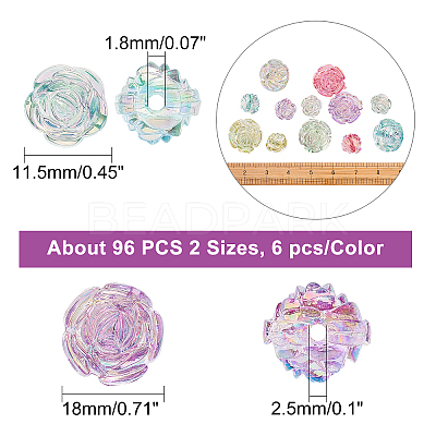 96Pcs 2 Style Transparent Acrylic Beads TACR-AR0001-06-1