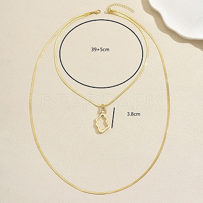 304 Stainless Steel Hollow Cloud Pendant Double Layer Necklaces for Women AM4395-1