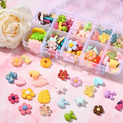 10 Style Opaque Resin Cabochons RESI-YW0001-12-1