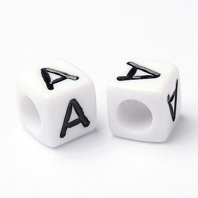 Letter Acrylic European Large Hole Beads OPDL-R050-10mm-A-1