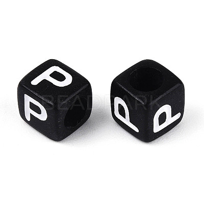 Initial Acrylic Horizontal Hole Beads OACR-ZX006-35P-1