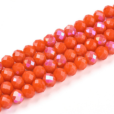 Electroplate Opaque Solid Color Glass Beads Strands X-EGLA-A044-P6mm-L03-1-1