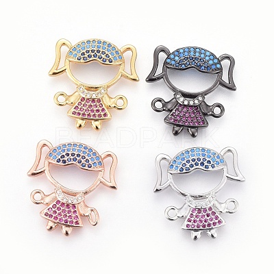 Brass Micro Pave Cubic Zirconia Links ZIRC-F093-49-1