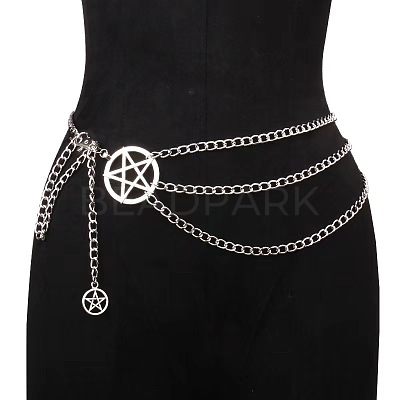 Pentagram Alloy with Aluminium 3 Layer Waist Belly Chains for Women FS-WGF67DF-01-1