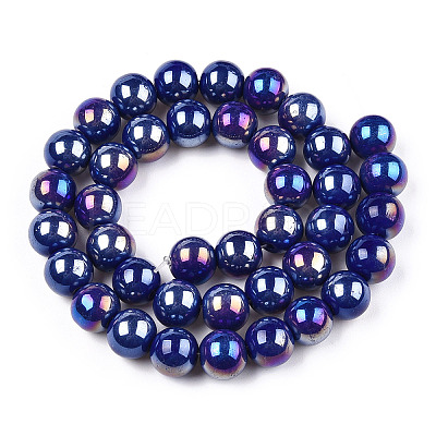 Electroplate Opaque Glass Beads Strands GLAA-T032-P10mm-AB03-1
