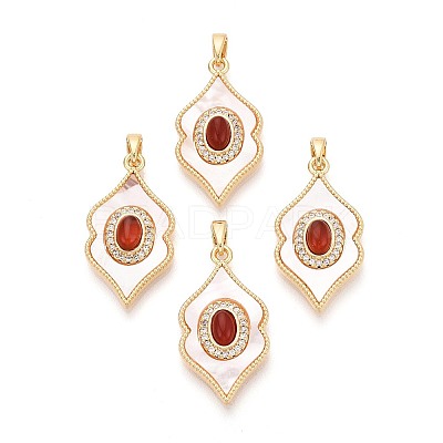 Natural Carnelian(Dyed & Heated) with Shell Pendants KK-N287-12G-01-1