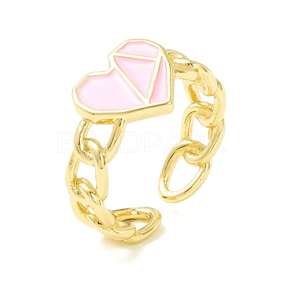 Enamel Heart Promise Open Ring RJEW-P027-07G-1
